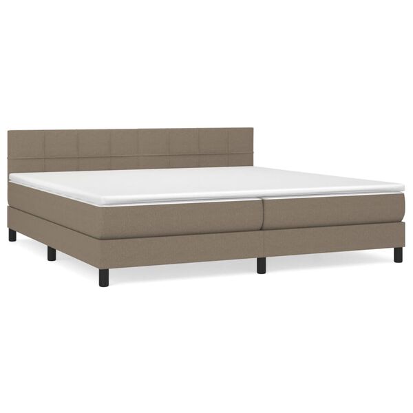 vidaXL Sommier &agrave; lattes de lit avec matelas Taupe 200x200 cm Tissu