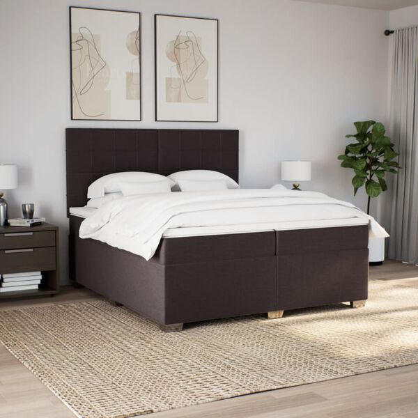 vidaXL Sommier &agrave; lattes de lit avec matelas Marron fonc&eacute; 200x200 cm
