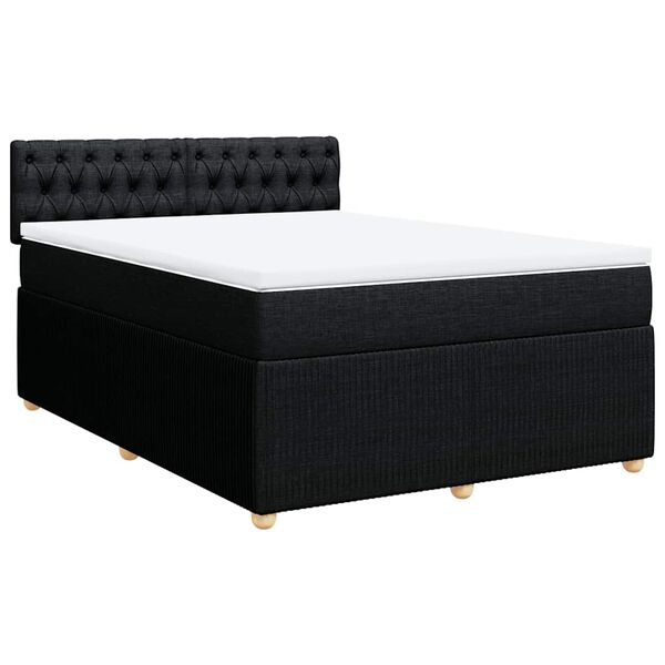 vidaXL Sommier &agrave; lattes de lit avec matelas Noir 140x200 cm Tissu