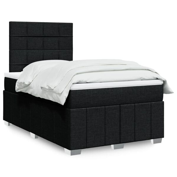 vidaXL Sommier &agrave; lattes de lit avec matelas Noir 120x200 cm Tissu