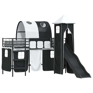 vidaXL Lit mezzanine pour enfants Noir 90 x 190 cm M&eacute;tал