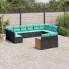 vidaXL Salon de jardin avec coussins 12 pcs noir r&eacute;sine tress&eacute;e