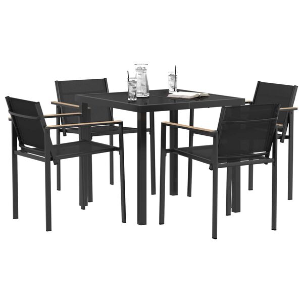 vidaXL Ensemble de meubles d'ext&eacute;rieur 5 pcs Noir et anthracite
