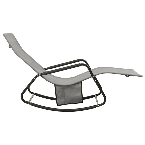 vidaXL Chaise longue acier et textil&egrave;ne gris