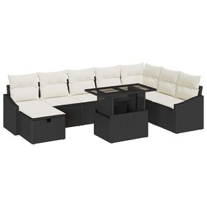 vidaXL Ensemble de canap&eacute; de jardin 9 pcs Noir polyrotin