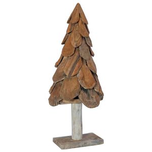 vidaXL Sapin de No&euml;l avec support Marron 90 cm Bois de teck solide