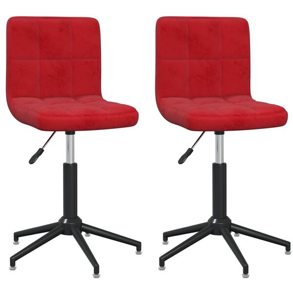 vidaXL Chaises pivotantes &agrave; manger lot de 2 Rouge bordeaux Velours