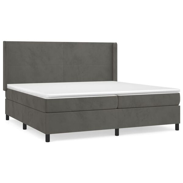 vidaXL Sommier &agrave; lattes de lit et matelas Gris fonc&eacute; 200x200cm Velours