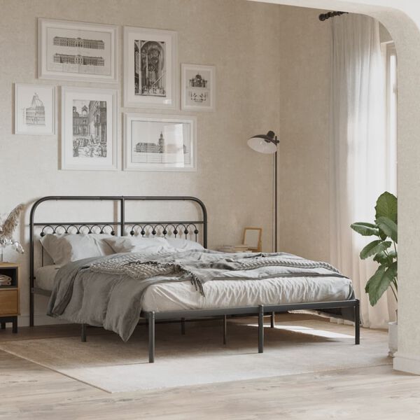 vidaXL T&ecirc;te de lit m&eacute;tal noir 150 cm