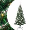 vidaXL Sapin de No&euml;l artificiel pr&eacute;-&eacute;clair&eacute; Vert 180 cm PVC et m&eacute;tal