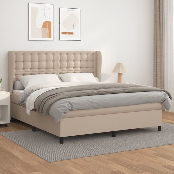 vidaXL Sommier &agrave; lattes de lit avec matelas Cappuccino 160x200 cm