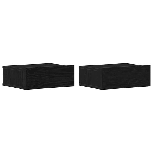 vidaXL Tables de chevet flottantes lot de 2 ch&ecirc;ne noir 40 x 32 x 15 cm bois d'ing&eacute;nierie