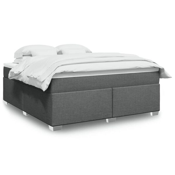 vidaXL Sommier &agrave; lattes de lit avec matelas Gris fonc&eacute; 180x200cm Tissu