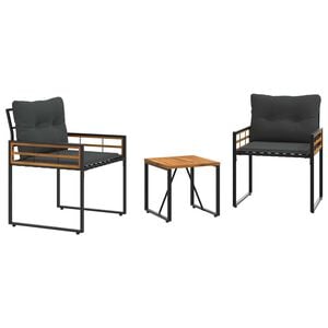 vidaXL Ensemble de meubles d'extérieur avec coussin 3 pcs Gris foncé