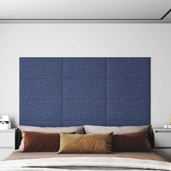 vidaXL Panneaux muraux 12 pcs Bleu 60x30 cm Tissu 2,16 m&sup2;