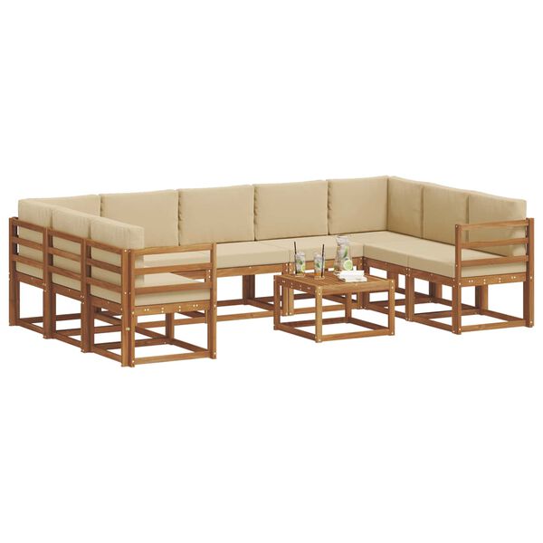 vidaXL Ensemble de canap&eacute;s d'ext&eacute;rieur 10 pcs Naturel et Beige