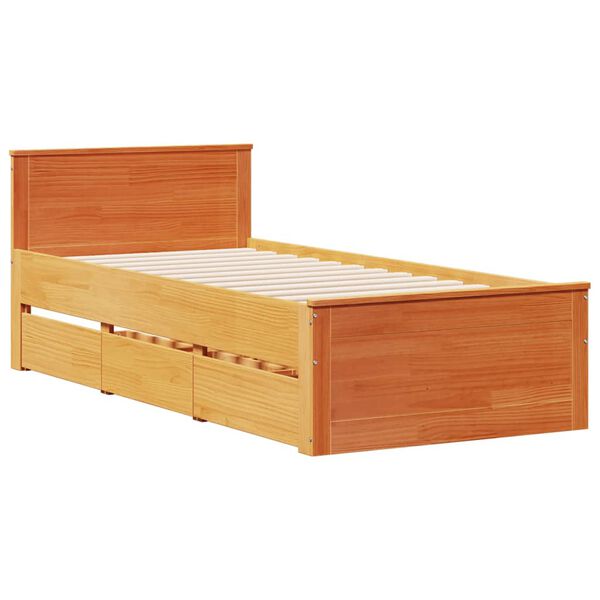 vidaXL Cadre de lit sans matelas avec t&ecirc;te de lit 100x200 cm bois pin