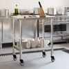 vidaXL Table de travail de cuisine avec roues 82,5x55x85 cm inox
