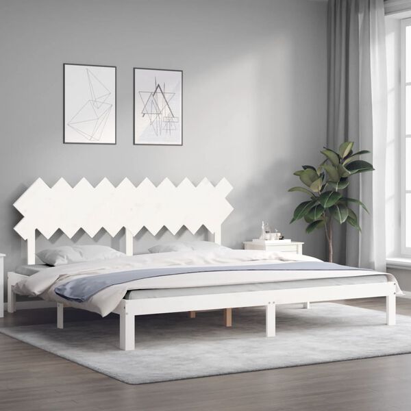 vidaXL Cadre de lit sans matelas blanc 200x200 cm bois massif de pin