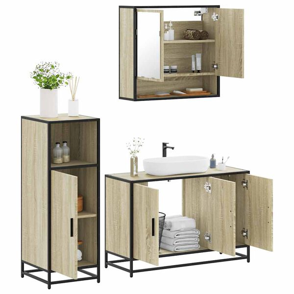 vidaXL Ensemble de meubles de salle de bain 3 pcs ch&ecirc;ne sonoma