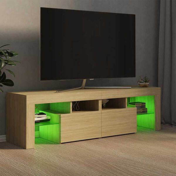 vidaXL Meuble TV avec lumières LED Chêne sonoma 140x36,5x40 cm