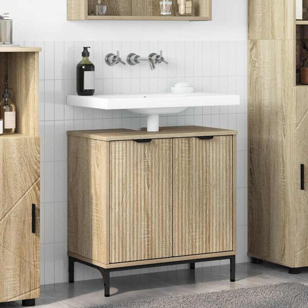 vidaXL Meuble de Lavabo de Salle de Bain avec stockage Ch&ecirc;ne Sonoma