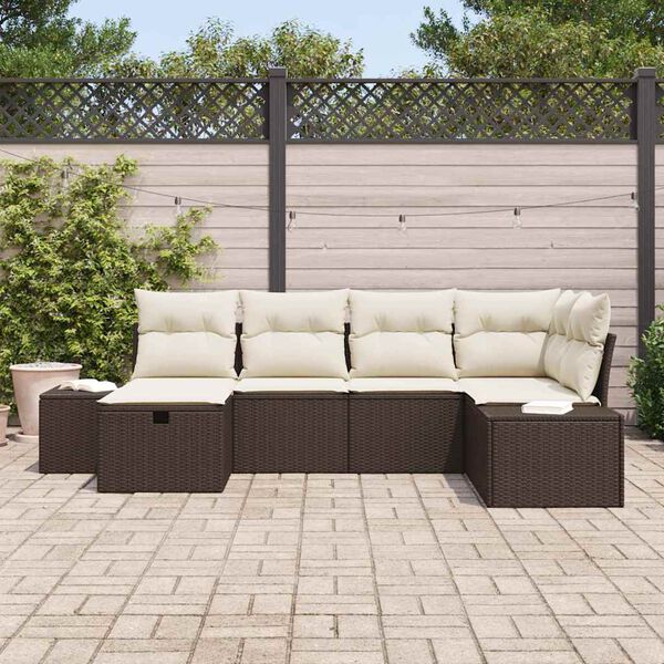 vidaXL Ensemble de canapé de jardin 6 pcs Marron polyrotin