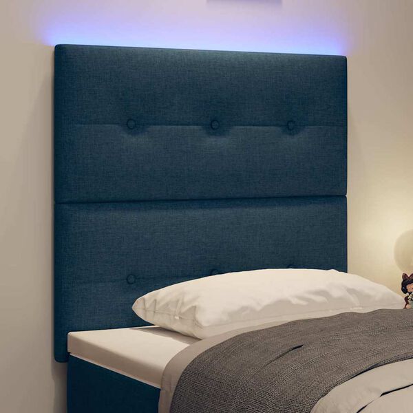 vidaXL T&ecirc;te de lit LED avec des lumi&egrave;res &agrave; LED Bleu 80 cm Polyester