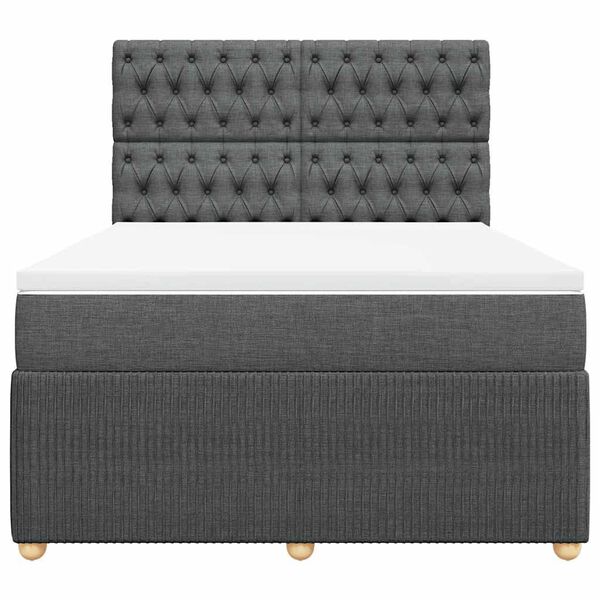vidaXL Sommier &agrave; lattes de lit avec matelas Gris fonc&eacute; 140x190cm Tissu