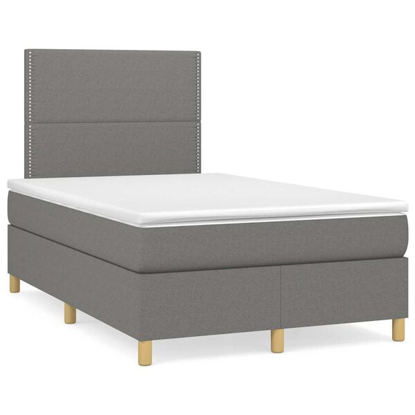 vidaXL Sommier &agrave; lattes de lit matelas LED gris fonc&eacute; 120x190 cm tissu