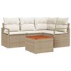 vidaXL Ensemble de canap&eacute; de jardin 5 pc Beige et cr&egrave;me polyrotin