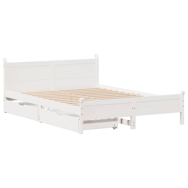vidaXL Cadre de lit sans matelas blanc 140x190 cm bois de pin massif