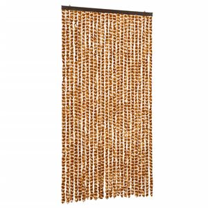 vidaXL Rideau anti-mouches ocre et blanc 100x200 cm chenille