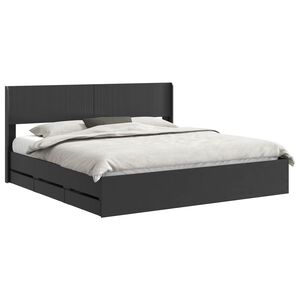 vidaXL Cadre de lit avec rangement et t&ecirc;te de lit Noir 200 x 200 cm