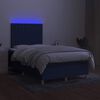 vidaXL Sommier &agrave; lattes de lit matelas et LED bleu 120x190 cm tissu