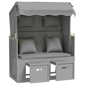 vidaXL Strandkorb avec coussins R&eacute;sine tress&eacute;e et bois solide Gris