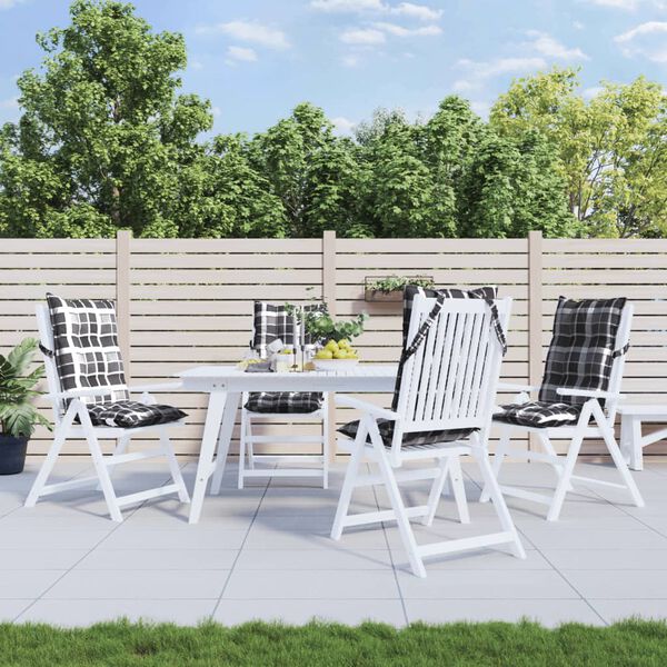 vidaXL Coussins de chaise &agrave; dossier haut lot de 4 motif carreaux gris