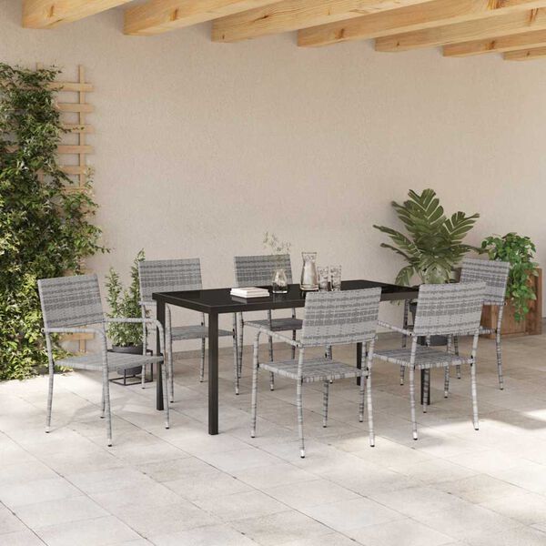 vidaXL Ensemble de salle &agrave; manger pour jardin 7 pcs Gris polyrotin