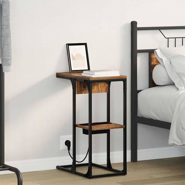 vidaXL Cabinet de chevet Ch&ecirc;ne fum&eacute; 41,5 x 26 x 60,5 cm