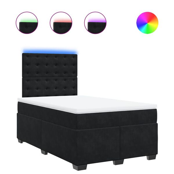 vidaXL Sommier &agrave; lattes de lit avec matelas noir 120x190 cm velours
