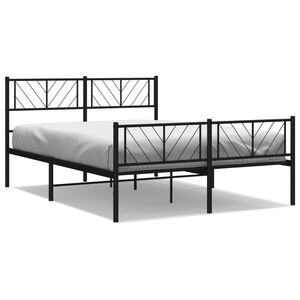vidaXL Cadre de lit m&eacute;tal sans matelas avec pied de lit noir 160x200cm