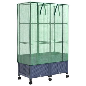 vidaXL Jardini&egrave;re de jardin avec couverture de serre et roues 2 pc PP