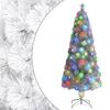 vidaXL Arbre de No&euml;l artificiel pr&eacute;-&eacute;clair&eacute; blanc 210 cm fibre optique