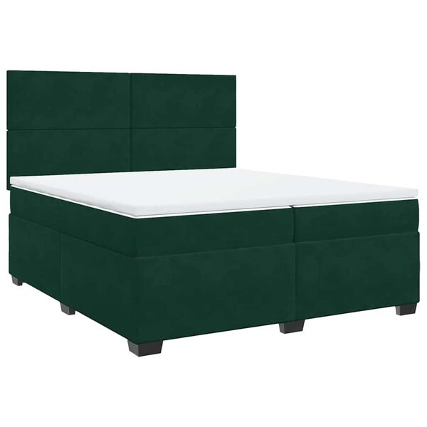 vidaXL Sommier &agrave; lattes de lit et matelas Vert fonc&eacute; 200x200cm Velours