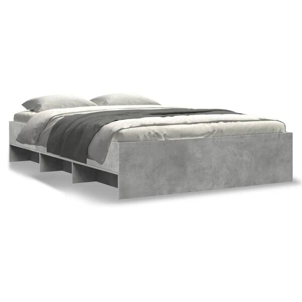 vidaXL Cadre de lit sans matelas gris b&eacute;ton 120x190 cm bois ing&eacute;nierie