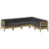 vidaXL Salon de jardin 6 pcs avec coussins bois de pin impr&eacute;gn&eacute;
