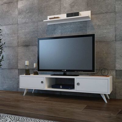 Homemania Meuble TV Aspen 130x40x35 cm Blanc