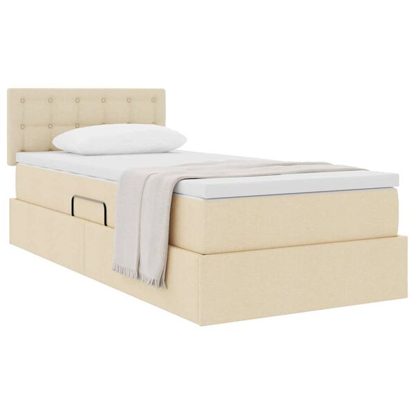vidaXL Lit avec rangement et matelas avec matelas Cr&egrave;me 100 x 200 cm