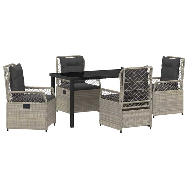 vidaXL Ensemble de salle &agrave; manger pour jardin 5 pcs Gris clair