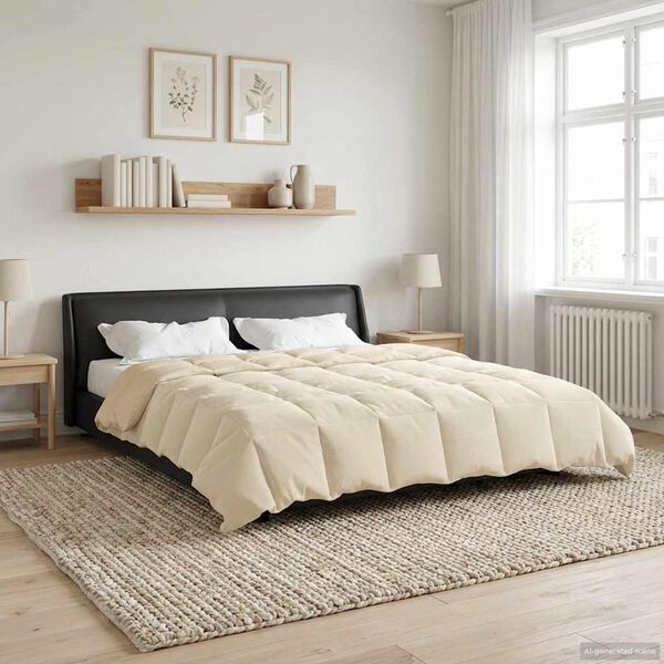 vidaXL Duvet d'&eacute;t&eacute; simple Matelass&eacute; Cr&egrave;me 240 x 260 cm Microfibre